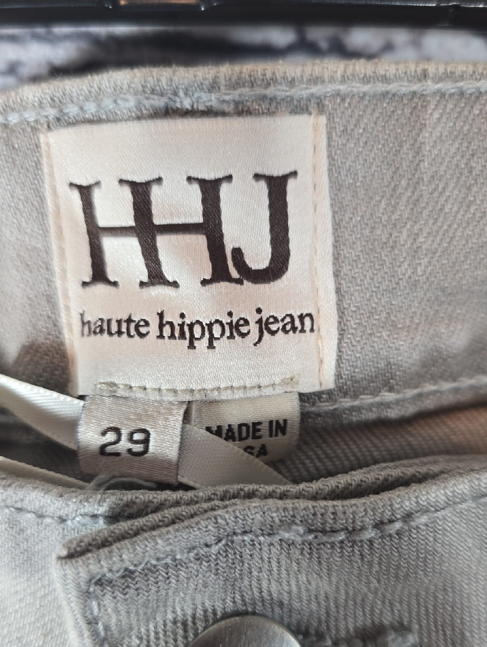 Haute Hippie Light Gray Jeans with Crystal Embellishment Size 29 EUC - Picture 2 of 12